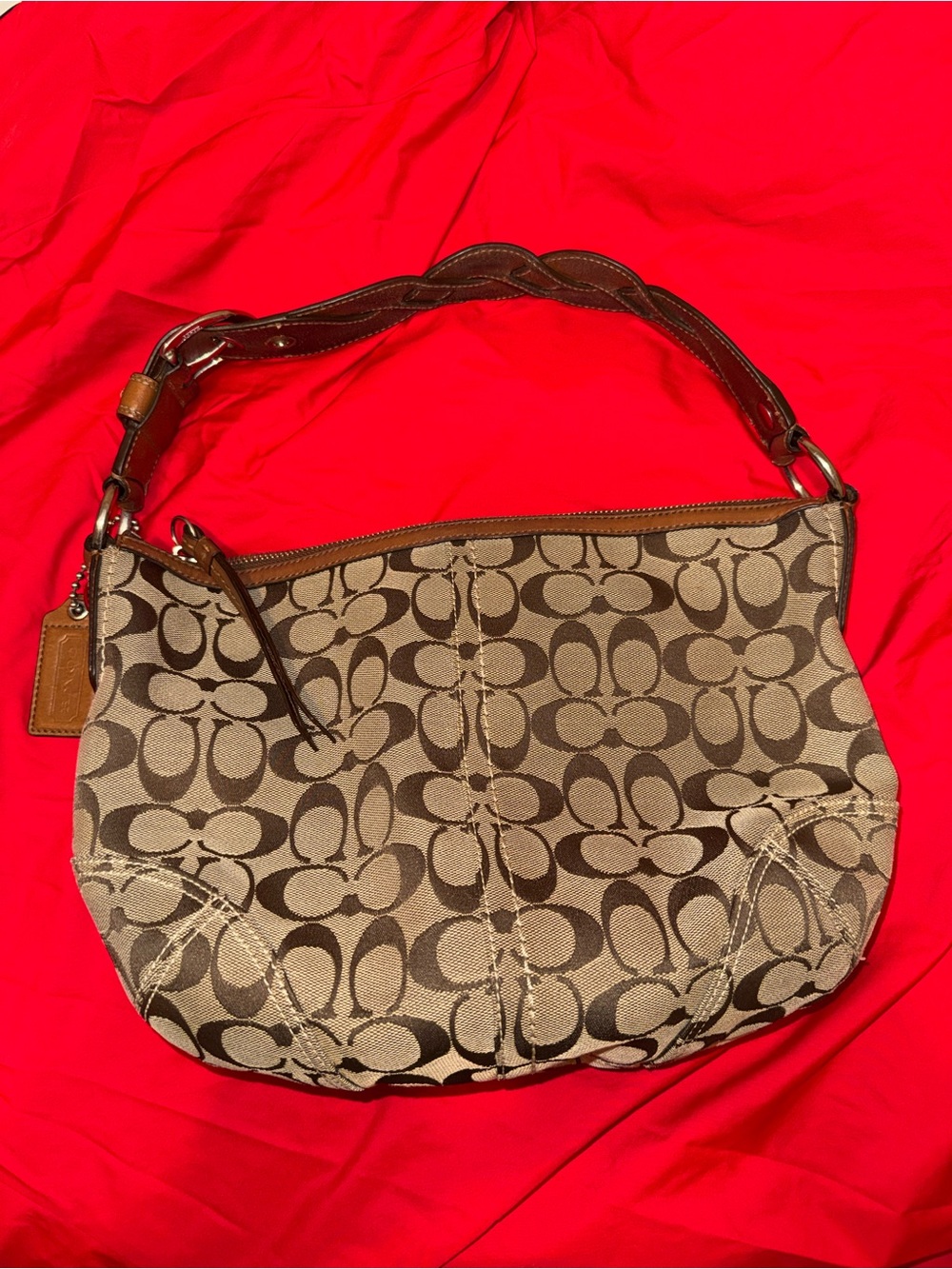 Coach Tan/Chestnut Signature Shoulder Bag